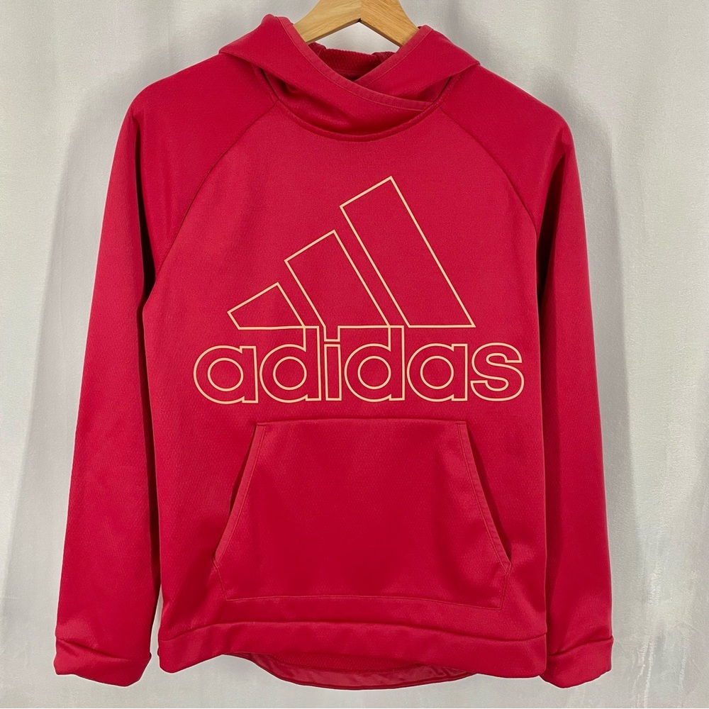 Adidas Logo Team Issue Climawarm Hi-Low Long Sleeve Hoodie Sweatshirt S Red